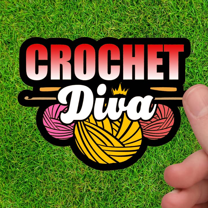 Crochet Diva - Crochet Sticker - Crochet Gift Idea for wholesale by Dancing Dolphin Crafts