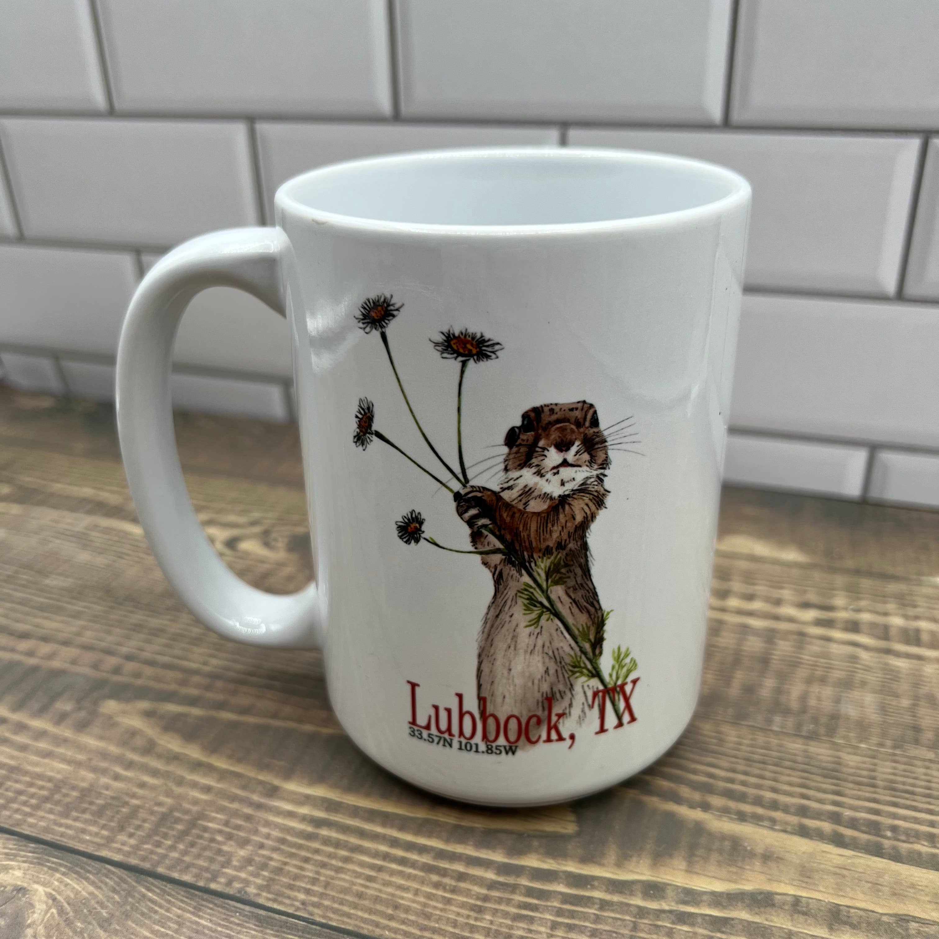 Blue Poppy Designs - Vente Tasse à café - Tasse à café 15 oz Prairie Dog - Personnalisez-la avec « votre ville »