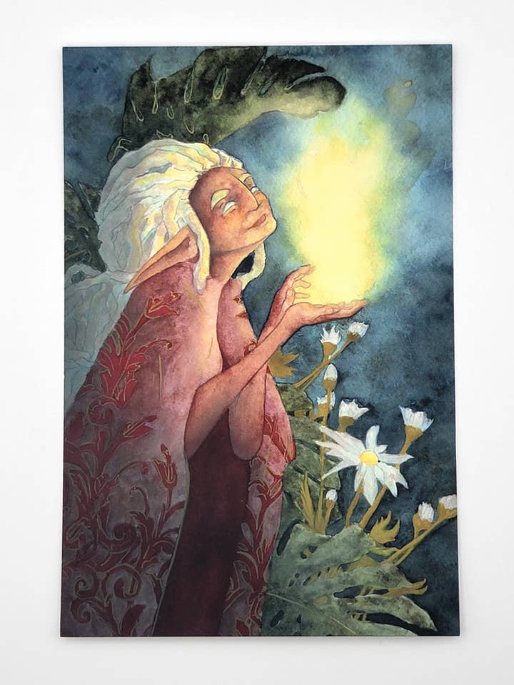 Carte postale de l'elfe aux dreadlocks pour la vente par Whimsy Lantern