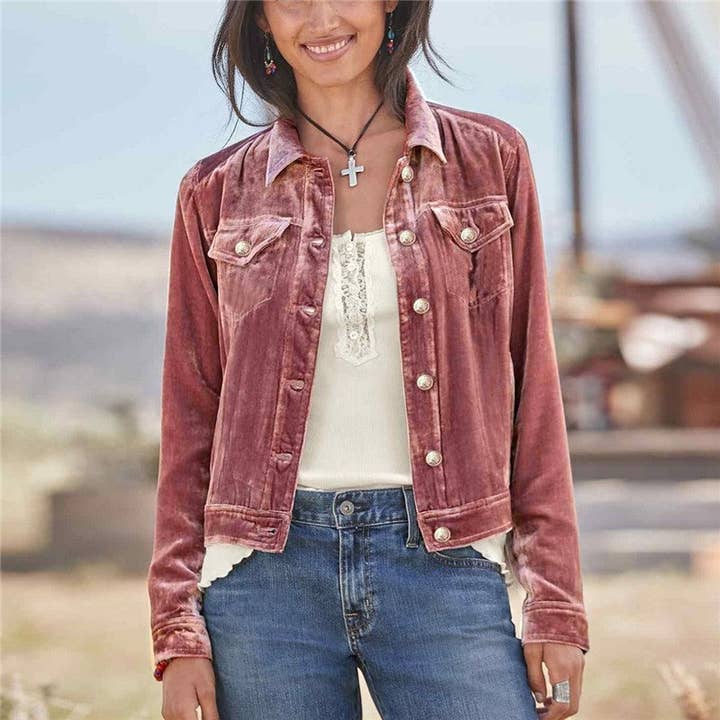 UZ Wholesale Store - Wholesale Jacket - Women's - Versatile Short Velvet Jacket With Lapel1