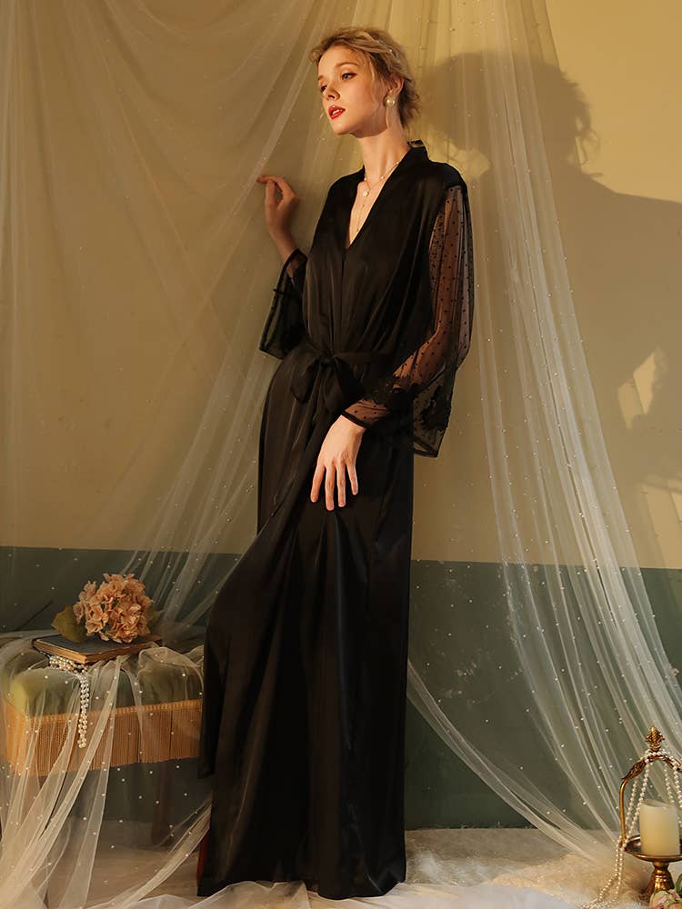 Sweetkama - Wholesale Robe - Women's - Lace Night Gown, Silk Robes,Bridal Party Robes,with babydoll28