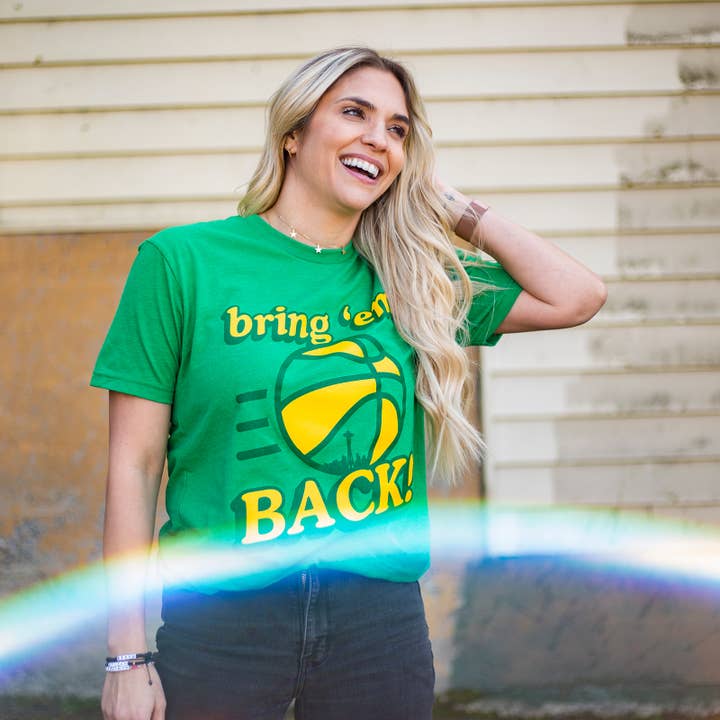 Viaduct - Wholesale Screen Printed T-Shirt - Unisex - Bring 'Em Back Seattle Sonics Basketball Tshirt