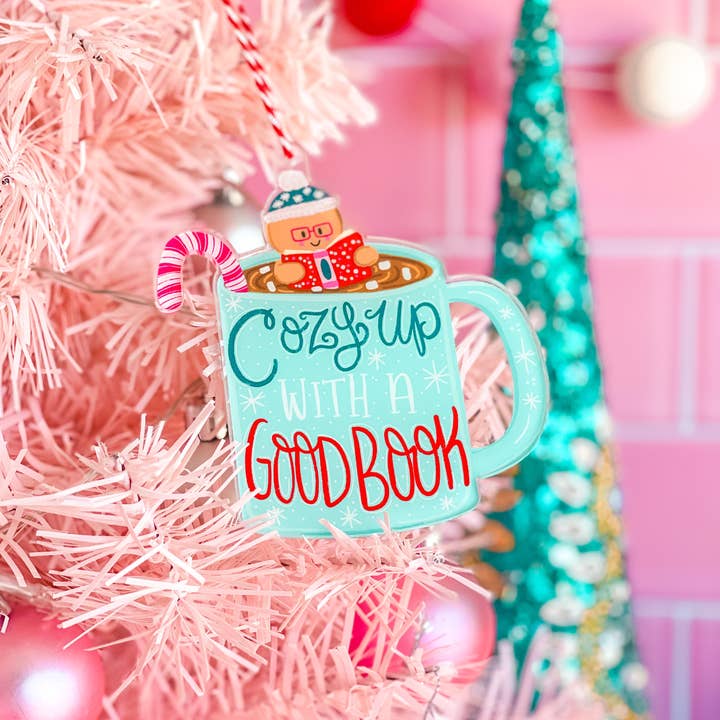 Emily Cromwell Designs - Wholesale Ornament - Cozy Up With a Good Book Hot Cocoa Christmas Ornament