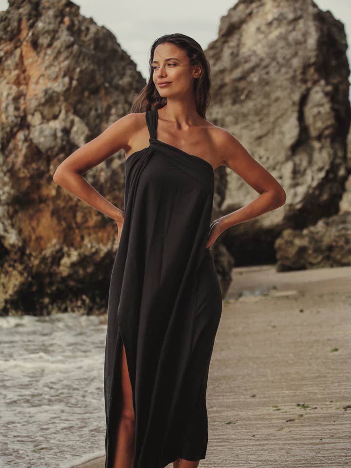 Pia Maxi Dress - Black for wholesale by The Handloom