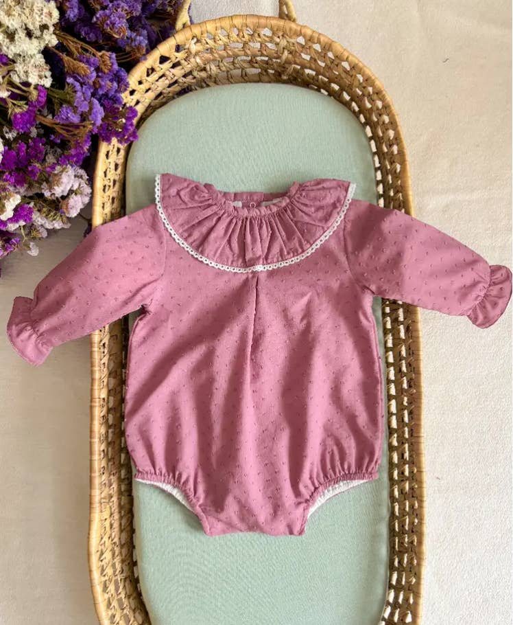 Maria Jasmim Baby & Child - Wholesale Bodysuit (Non-Footed) - Baby - Pink Plumeti Romper