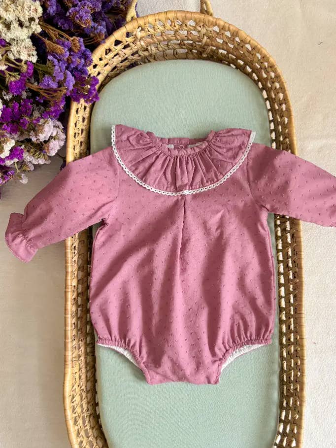 Maria Jasmim Baby & Child - Wholesale Bodysuit (Non-Footed) - Baby - Pink Plumeti Romper0