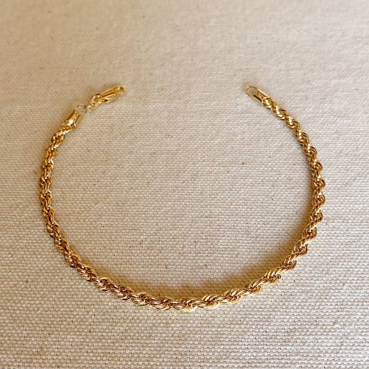18k Gold Filled 4.0mm Rope Anklet for wholesale by GoldFi