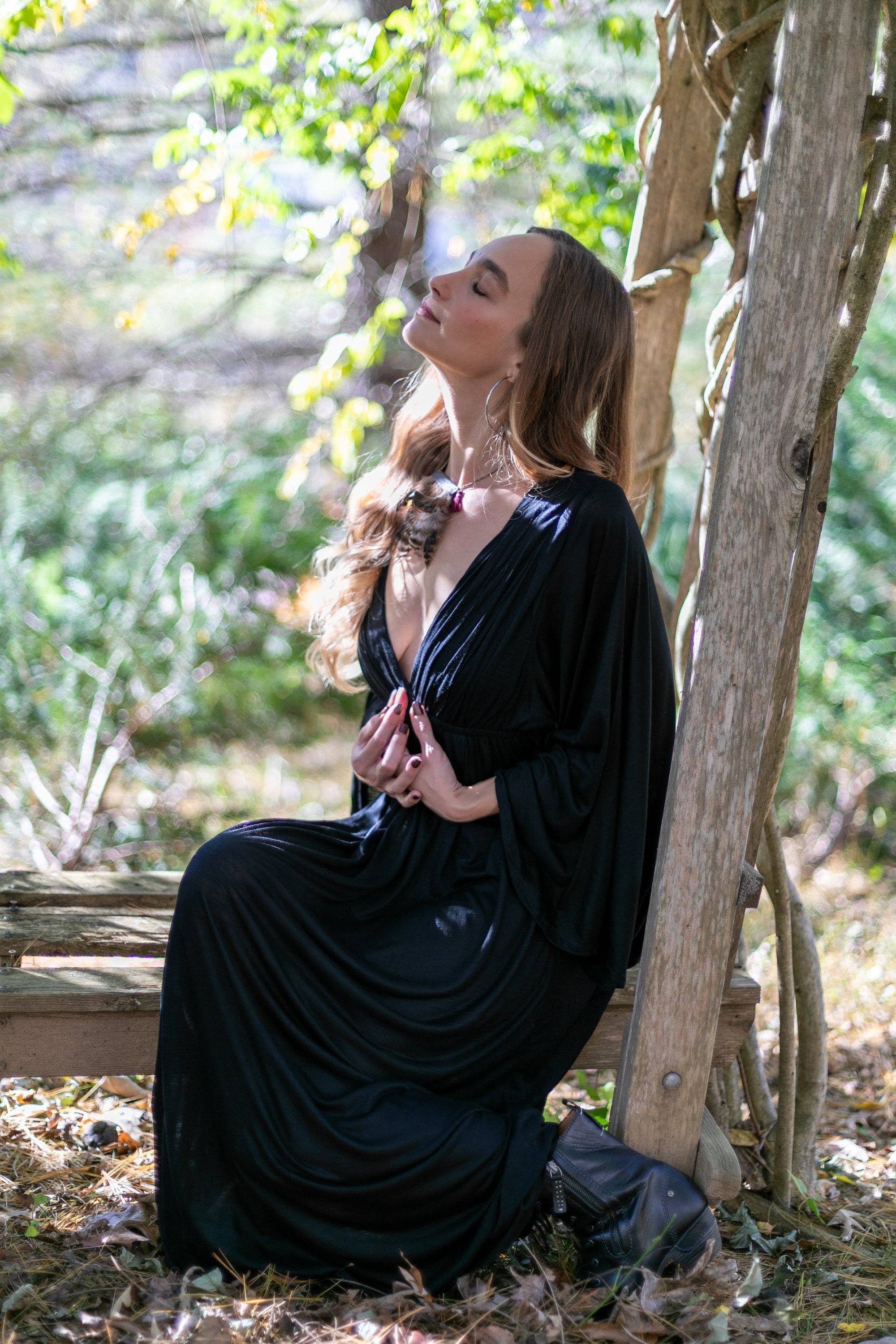 Paramita Designs - Vente Robe – femme - Robe longue déesse à manches cloche13