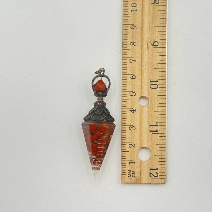 Meraki Gemstones - Wholesale Pendulum Board - Red Jasper Gemstone Chips w/ Copper in Resin Pendulum5