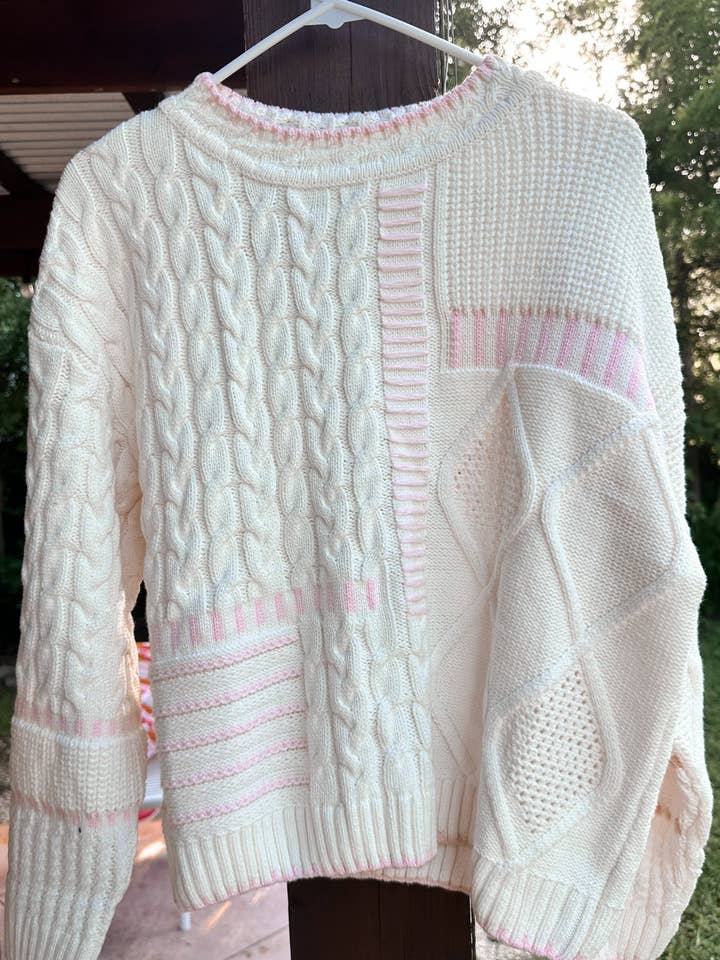 Ivory Light Pink Simple Girly Sweater for wholesale on Faire7