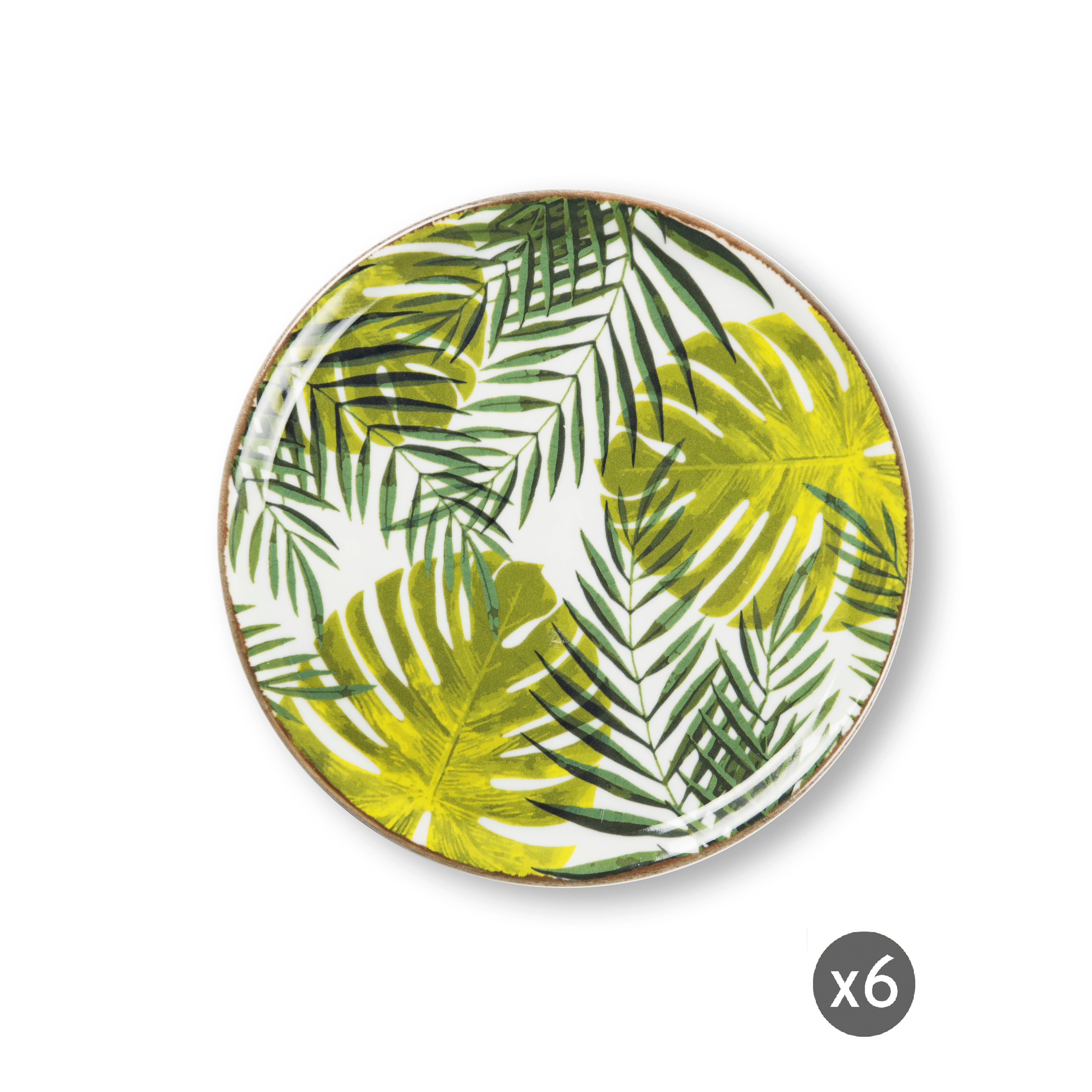 Green Set of 6 Pizza Plates Foliage 31 for wholesale on Faire0