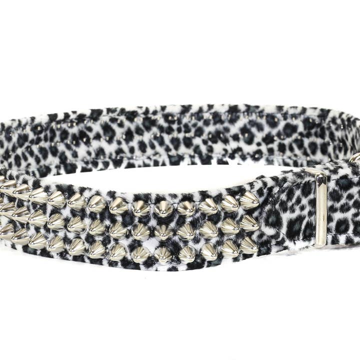 Funk Plus - Vente Ceinture – femme - CEINTURE CLOUTÉE BT153UK-L-LEOPARD UK77 EN TISSU DUVETEUX3