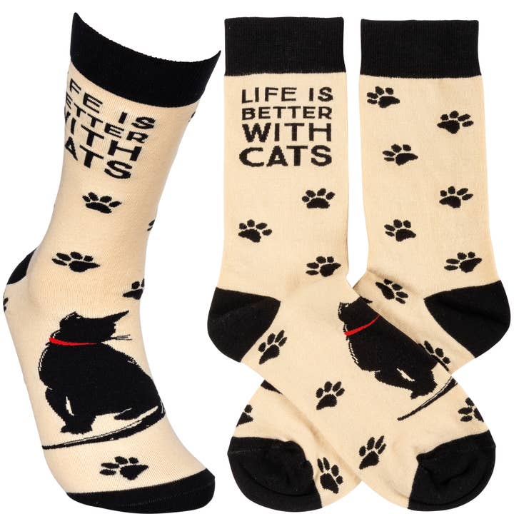 Primitives by Kathy - Wholesale Socks - Unisex - Life Is Better With Cats Socks