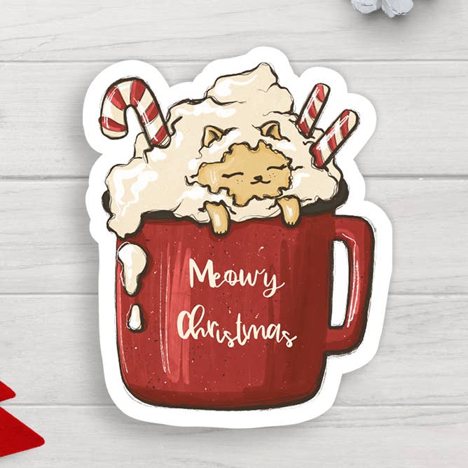 Expression Design Co - Wholesale Sticker - Meowy Christmas Latte Vinyl Sticker0