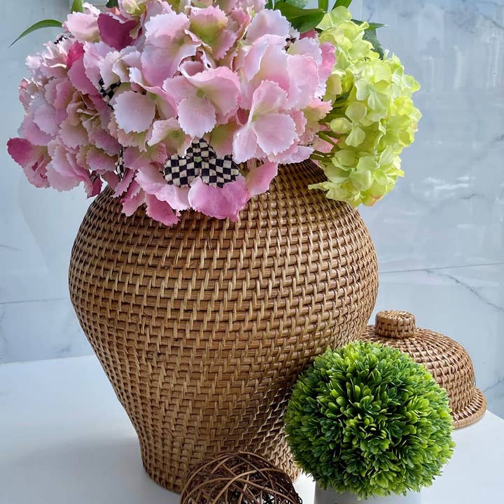 Artifacts Trading Company - Wholesale Decorative Jar - Rattan Ginger Jar – Handwoven Design2
