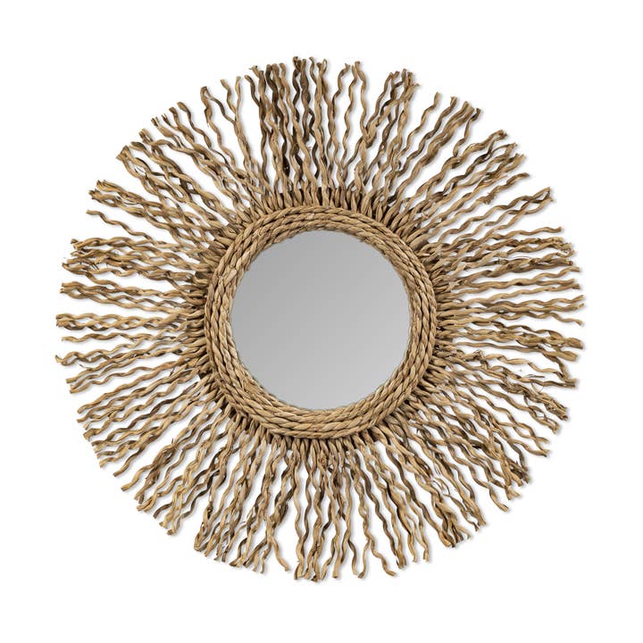 Promo Round Dry Grass Wall Mirror for wholesale by The Gerson Companies