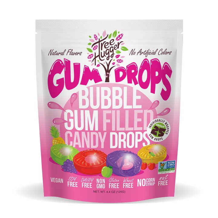 Tree Hugger Bubble Gum Filled Candy Drops 25 CT BAG for wholesale by Tree Hugger Gum and Bubble Gum Filled Candy