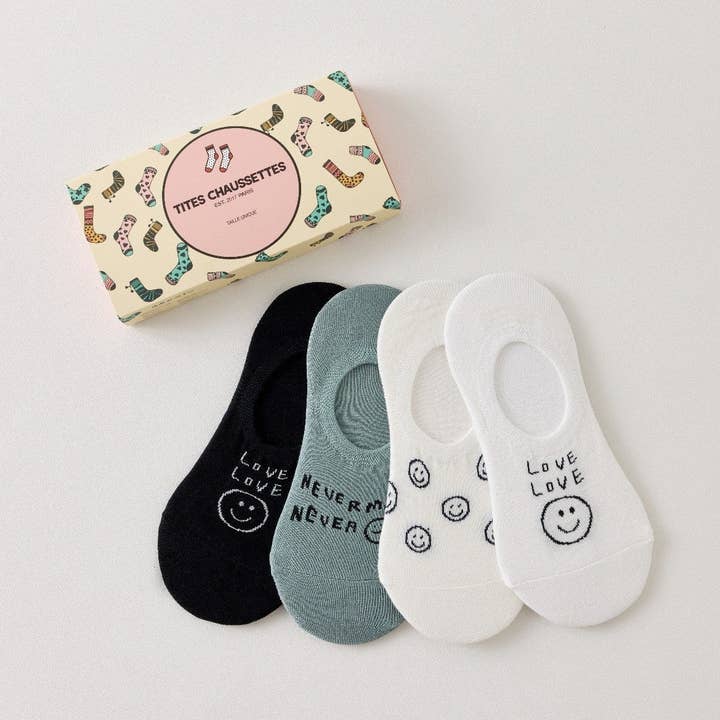 multicoloured Pack of 4 Invisible Smiley Socks for Women I 35-41 for wholesale on Faire0