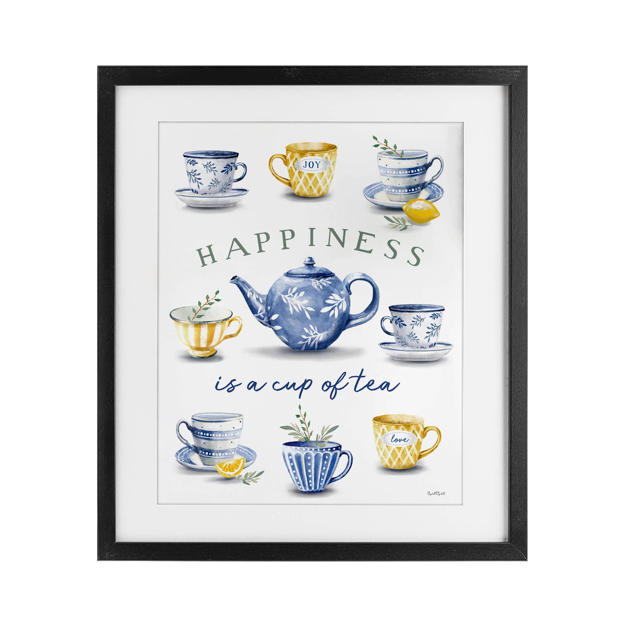Stupell Industries - Wholesale Wall sign - Happiness is a Cup of Tea - Print Under Glass Wall Art