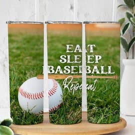 Bicchiere per sublimazione Eat Sleep Baseball Repeat per la vendita all'ingrosso da parte di Twisted T Creations