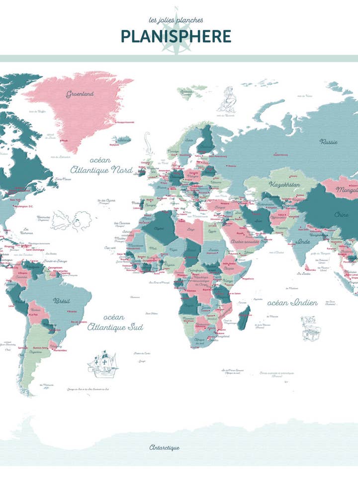Display "World Map" - 100 x 70 cm for wholesale by Les Jolies Planches