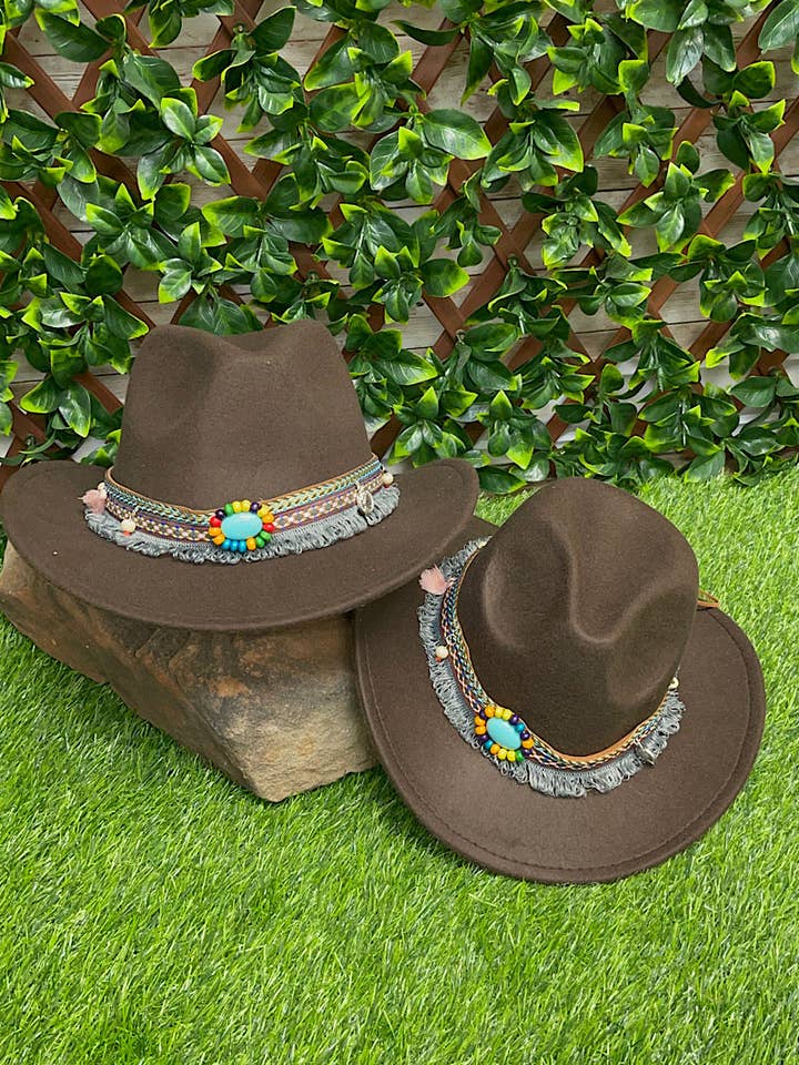 WOMANS BROWN HATS WITH BAND. for wholesale by Kids Charm Online
