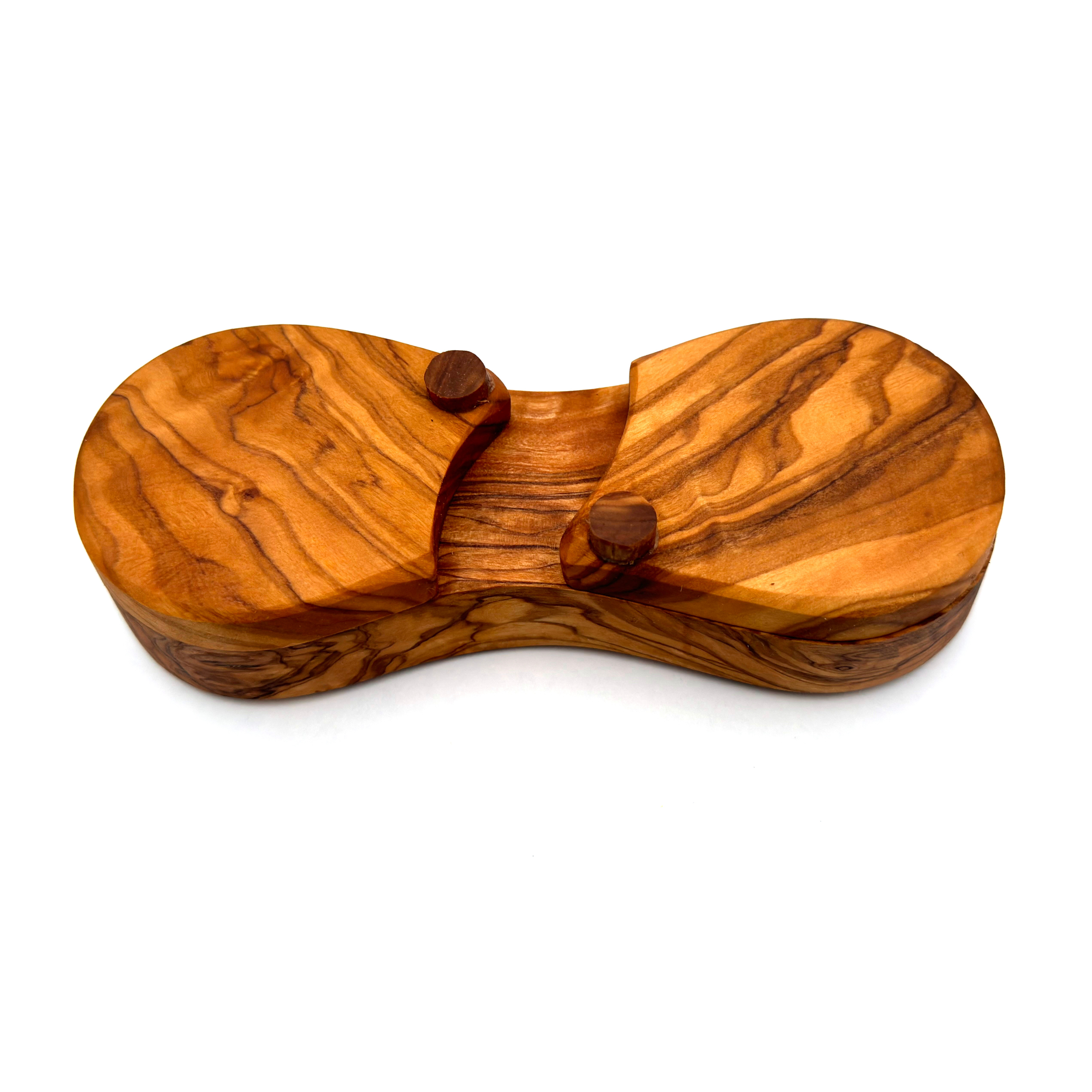 medina mood – wholesale Food storage container – Spice jar with 2 compartments handmade from olive wood 3