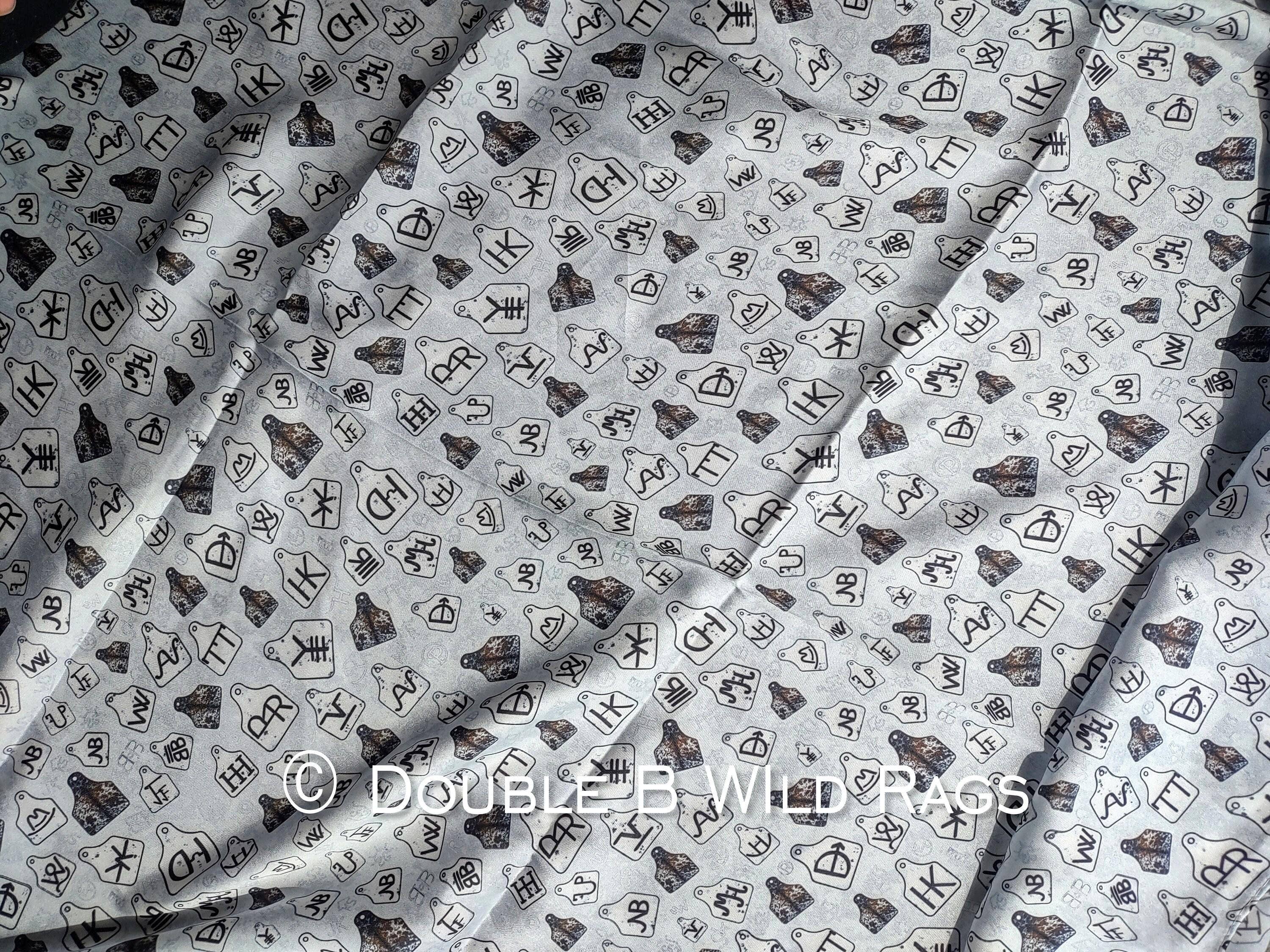 Double B Wild Rags - Wholesale Scarf – Women's - Wild Rag Black and Gray Cattle Tags and Livestock Brands Western Cowboy Neck Scarf Bandana by Double B Wild Rags3