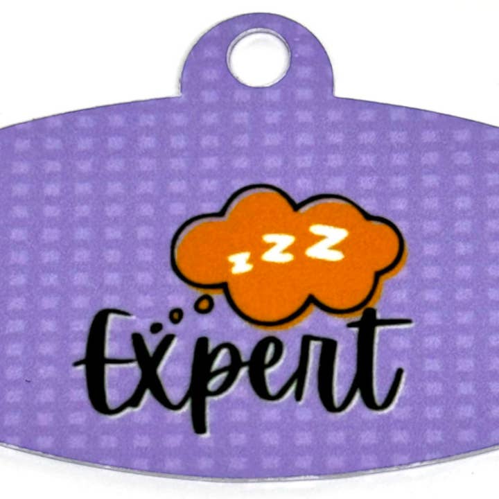 Expert Snoozer Purple Digital QR Code Pet Tag for wholesale by Afropawlitan