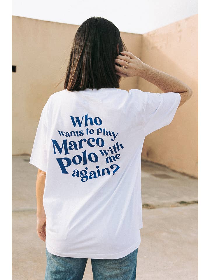 Nostalgic Apparel - Wholesale Screen Printed T-Shirt - Unisex - Who Wants to Play Marco Polo | White Tee4