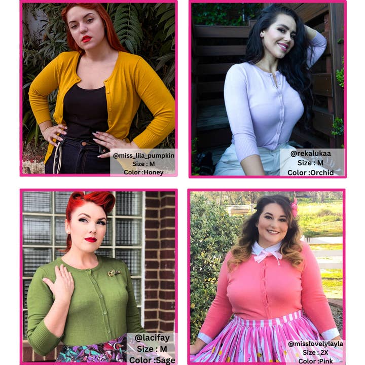 Mak - Wholesale Cardigan - Women's - 3/4 Sleeve Crewneck Plus Size Knit Cardigan Sweater CO079PL