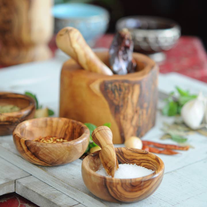 BeldiNest - Wholesale Bowl - Olive wood Spice Bowls - Set of 35