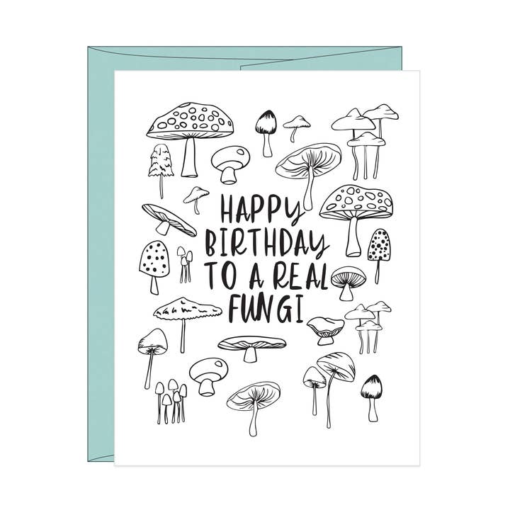Happy Birthday to A Real Fungi Letterpress Birthday Card for wholesale by Stack Paper Press