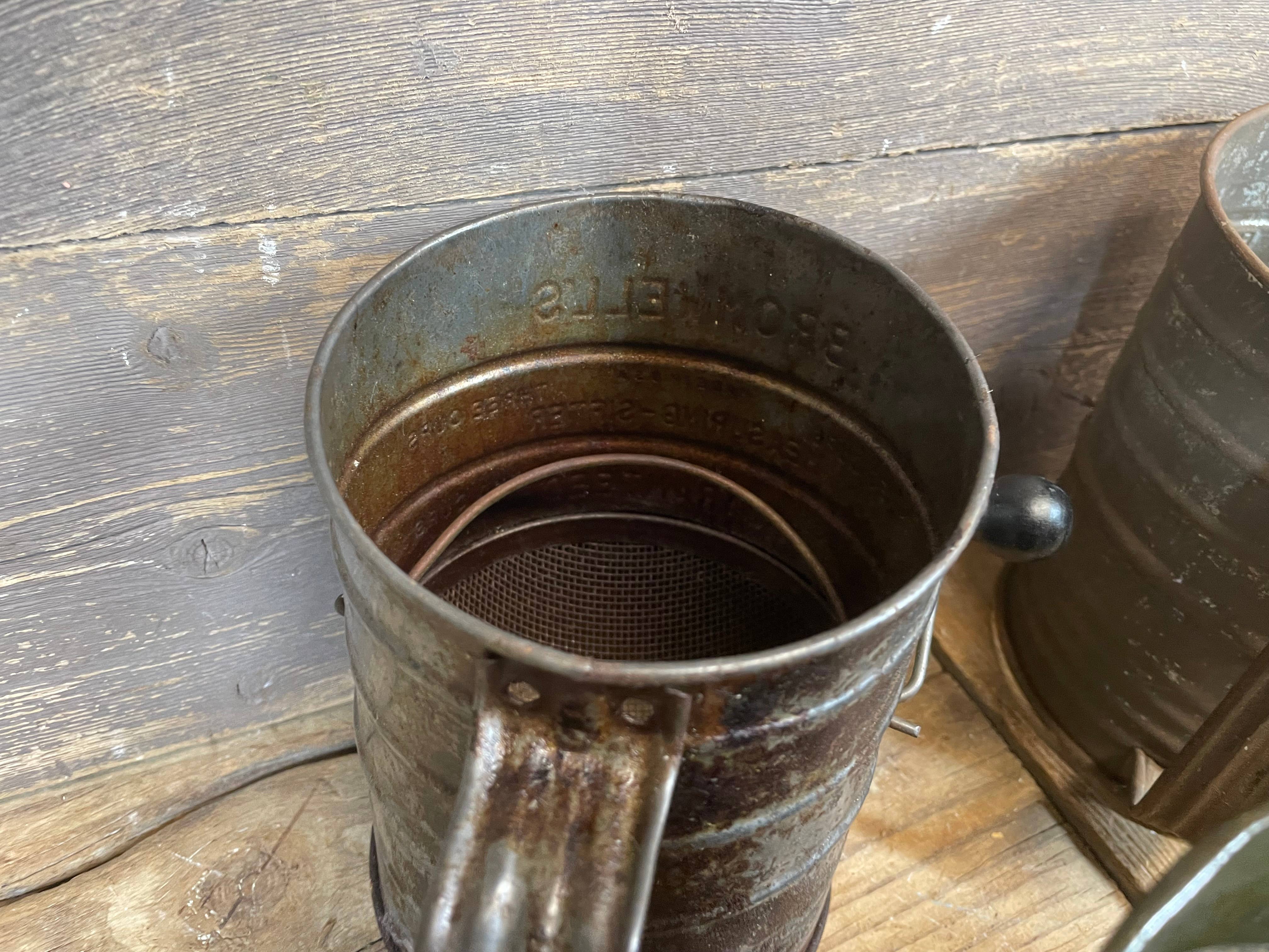 My Amigos Imports - Wholesale Sifter - CLEARANCE-Antique-ER-Vintage Metal Flour Sifter-7x6 inch-$125