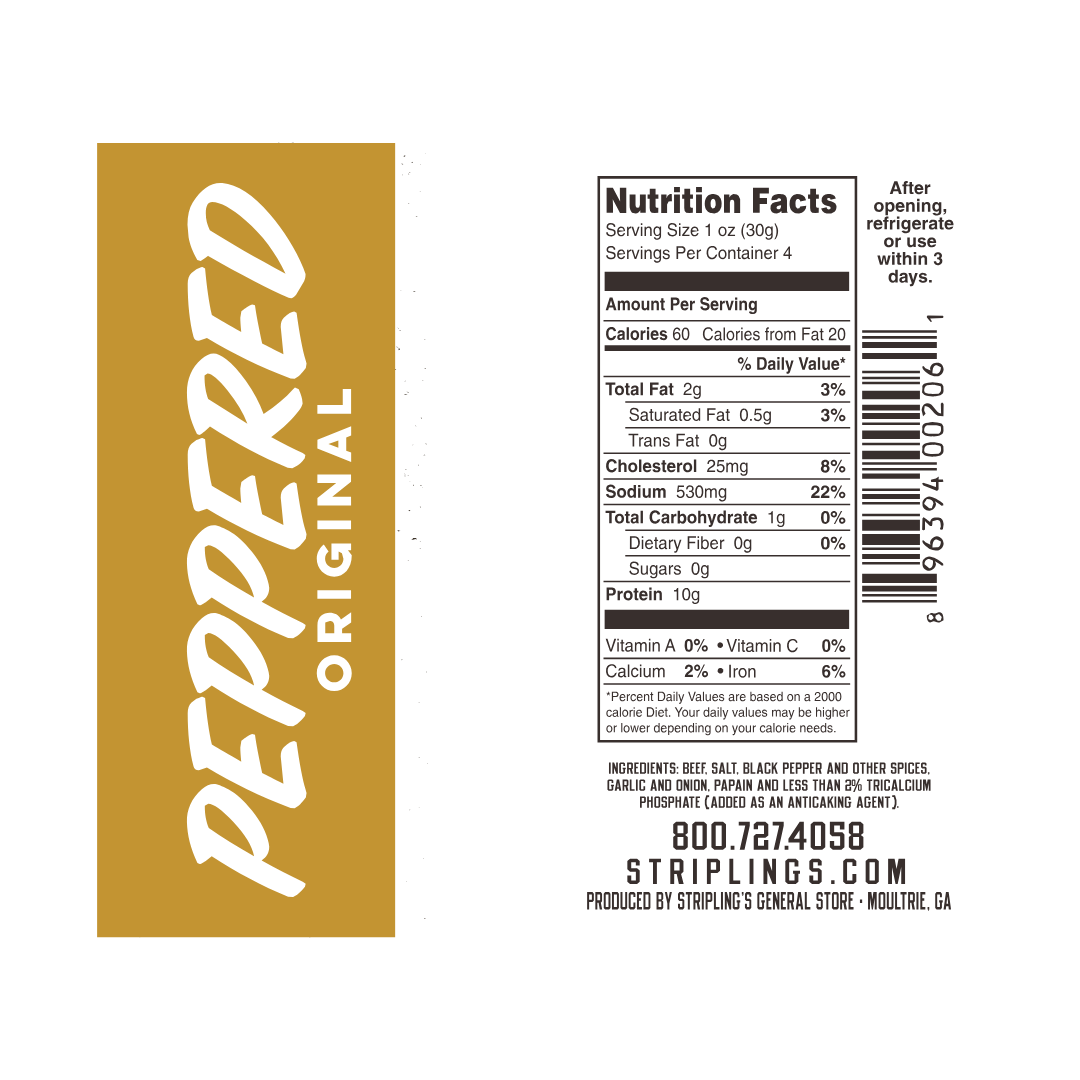 Stripling's General Store - Wholesale Jerky - 4oz Stripling's Beef Jerky - Peppered Original6