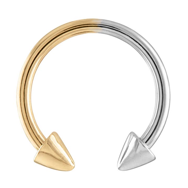 Zahav Jewelry – wholesale Cocktail/Statement Ring – 14kt massivt guld 2-färgad spetsig hästsko septumring0