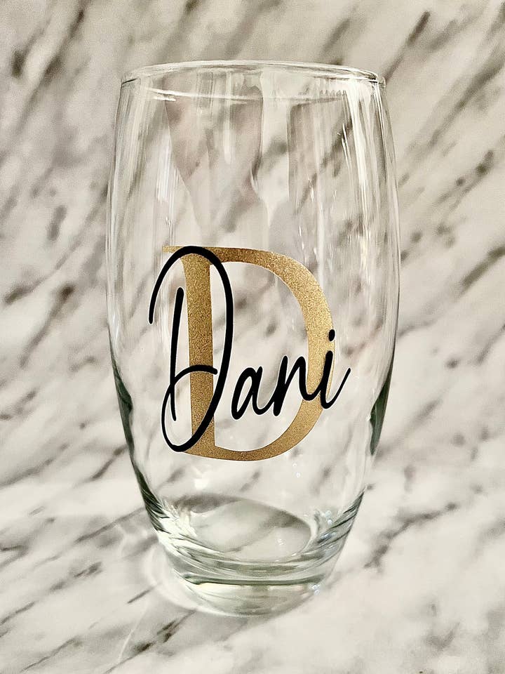 Personalised Initial Hi Ball Vodka Glass, Glitter Name for wholesale by Perfectgiftstogive