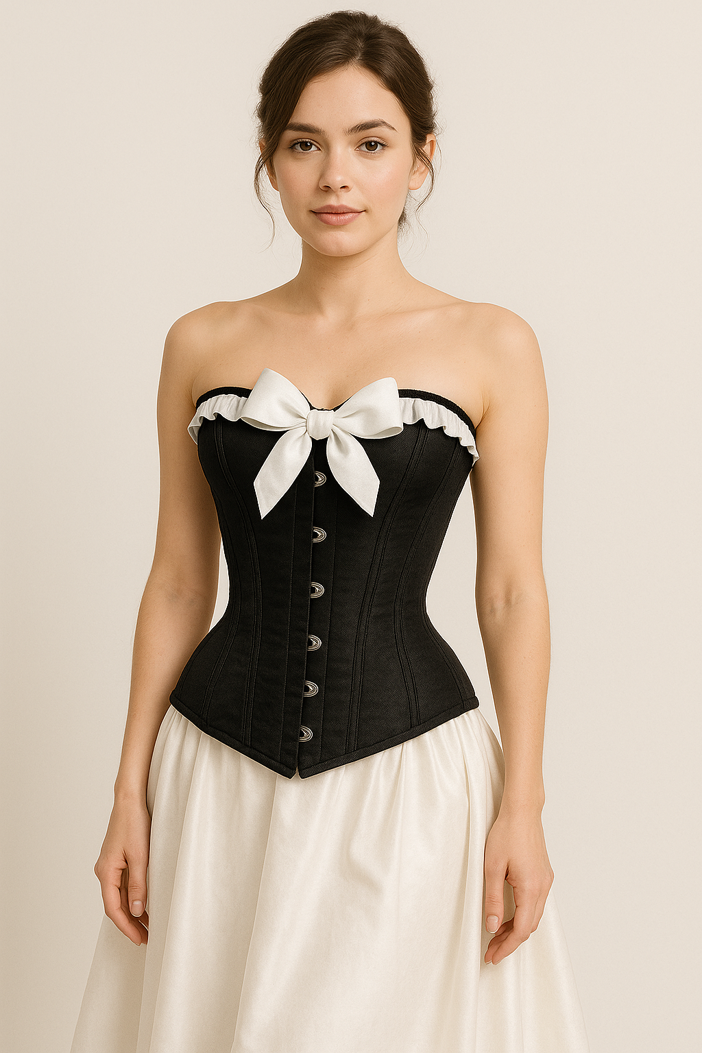 Schwarz Damen Schwarzes Satin Korsett Top - Bandkorsett Outfit für den Großhandel auf Faire4