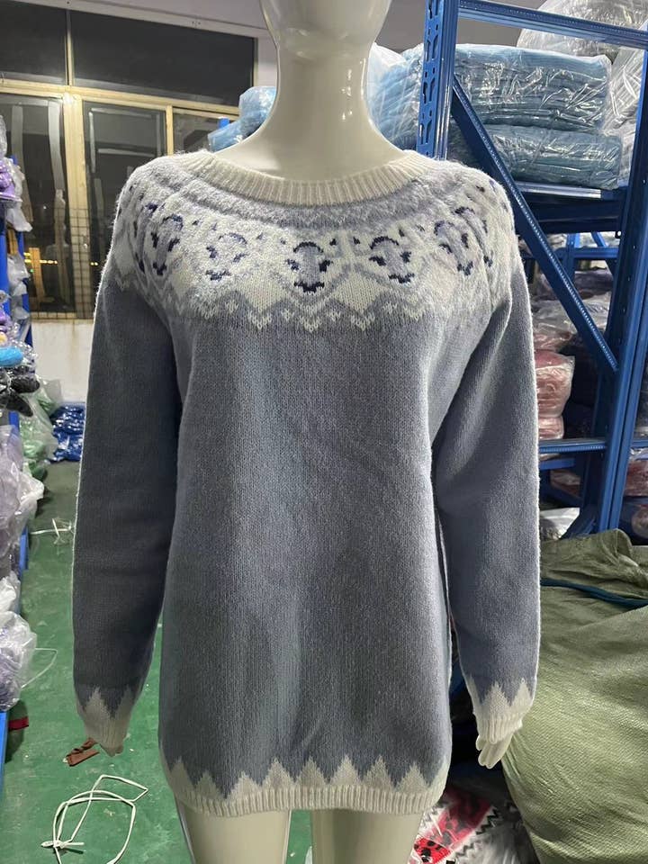 Rosa Clothing - Wholesale Knit Sweater - Women's - Cottagecore Vintage jacquard knit sweater jumper