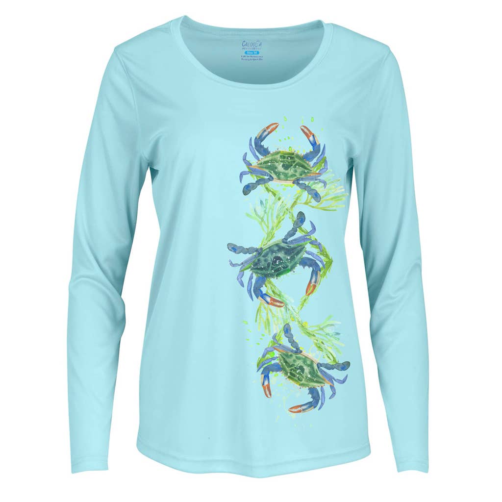 Aqua Blue "Blue Crab" UPF 50 Performance Ultra Comfort Shirt for wholesale on Faire1