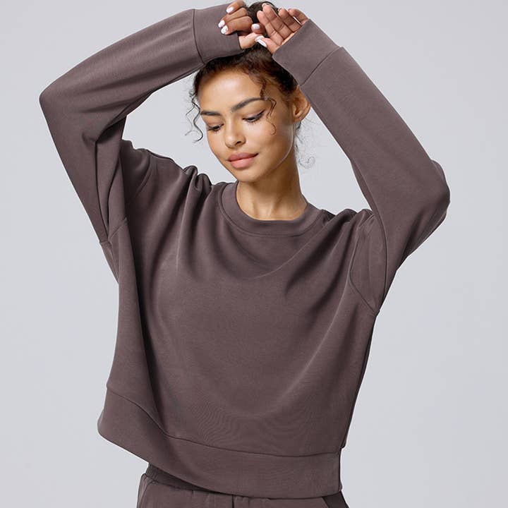 Sodalemon - Wholesale Sweatshirt - Women's - Women Cloud-Like Air Layer Soft Long Sleeve Yoga Sweatshirt4