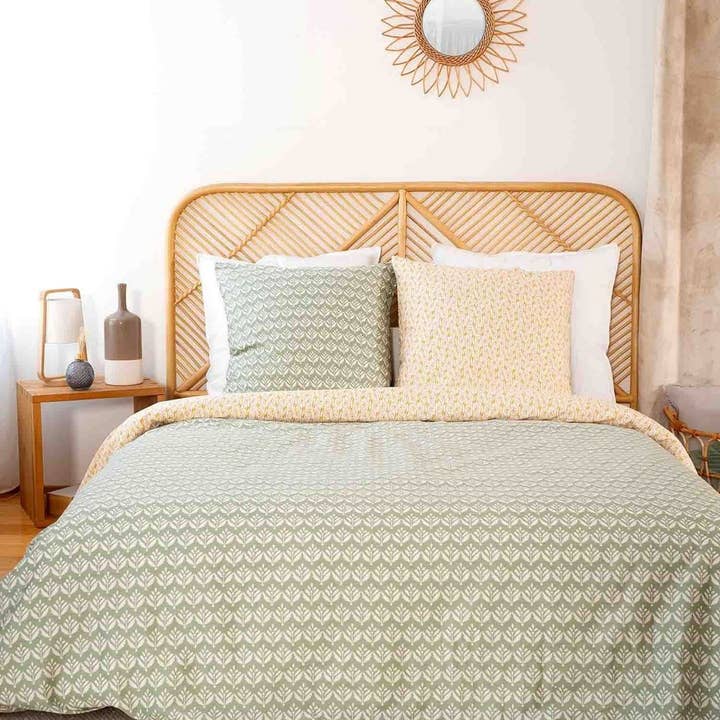 240x260 Duvet Cover + 2 Organic Cotton Satin Pillowcases Orient for wholesale by Housse De Rêve