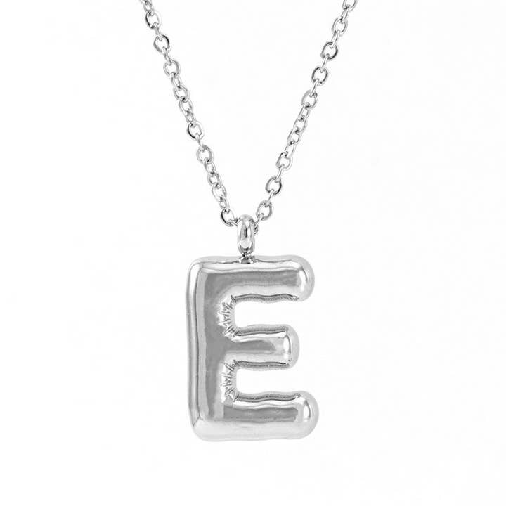 NINEXIS - Wholesale Pendant/Charm Necklace - CWAJE1946_Steel Color Bubble Letter Necklace9