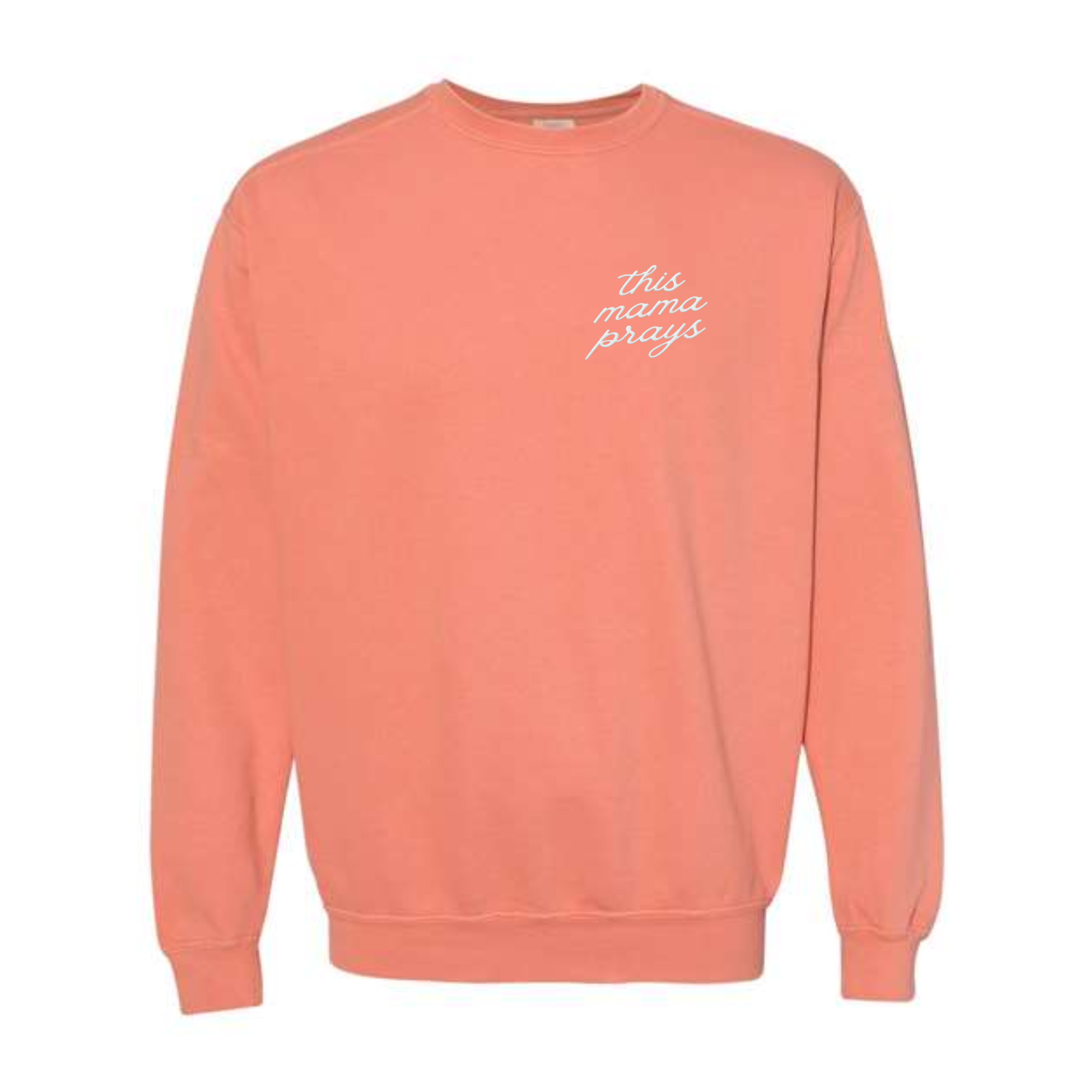 Scripted Pearl - Wholesale Sweatshirt - Women's - This Mama Prays Embroidered Comfort Colors Sweatshirt 13