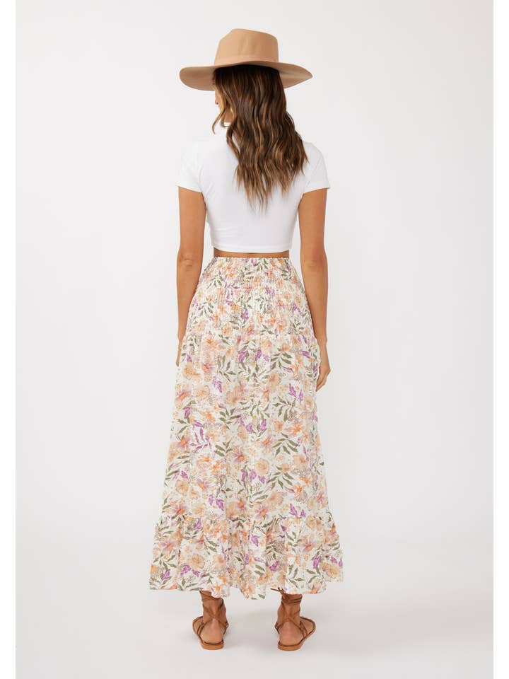 Cream Dusty Lilac Convertible Floral Smocked Skirt for wholesale on Faire2