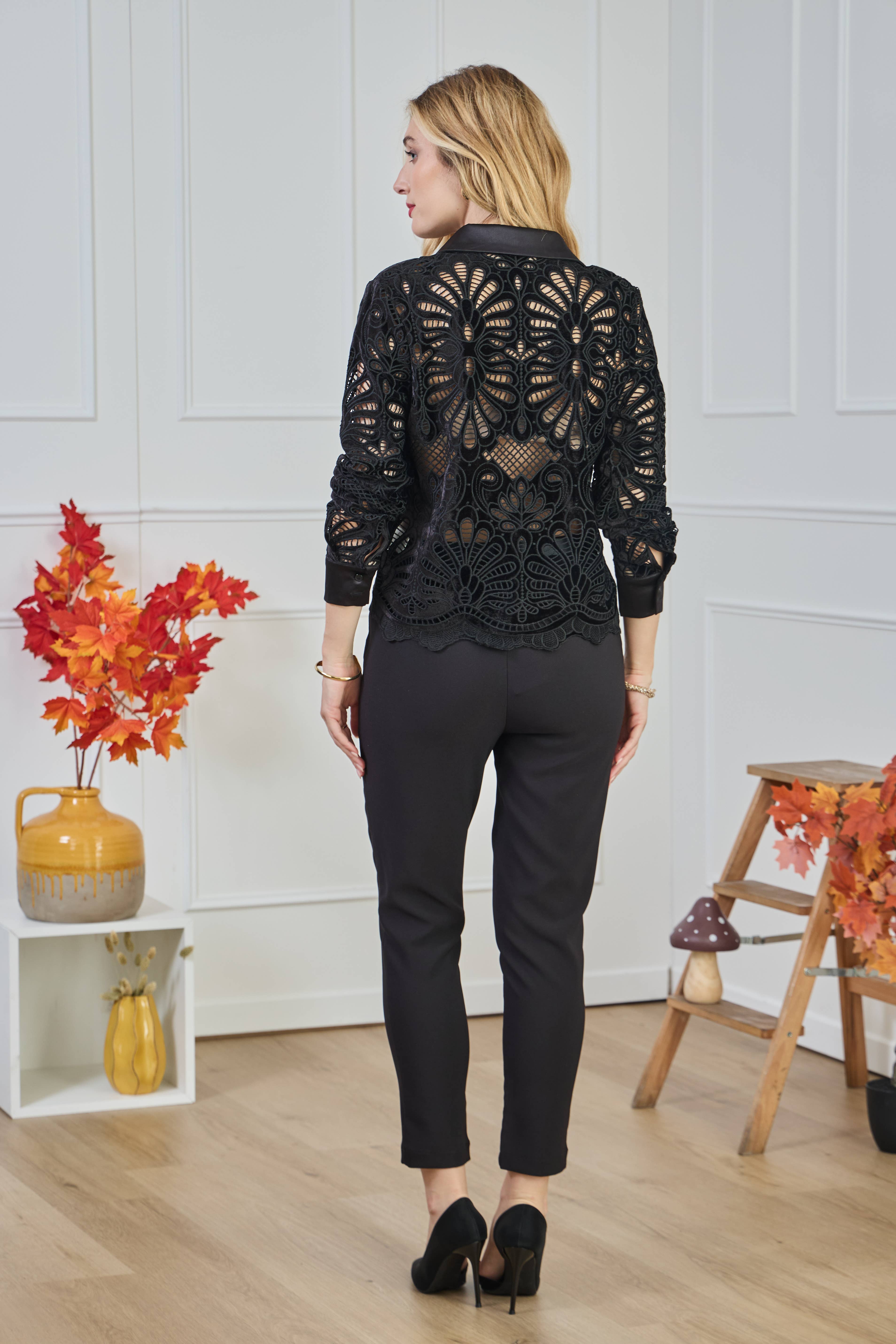 LULUMARY - Wholesale Button Down Shirt - Women's - Lace shirt CH37114