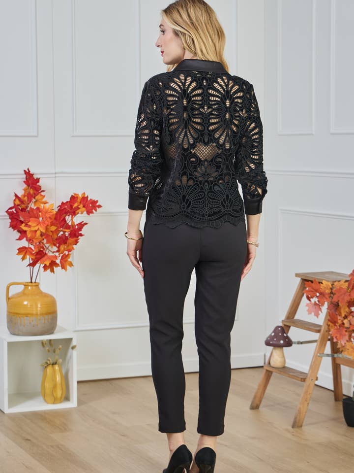 LULUMARY - Wholesale Button Down Shirt - Women's - Lace shirt CH37114