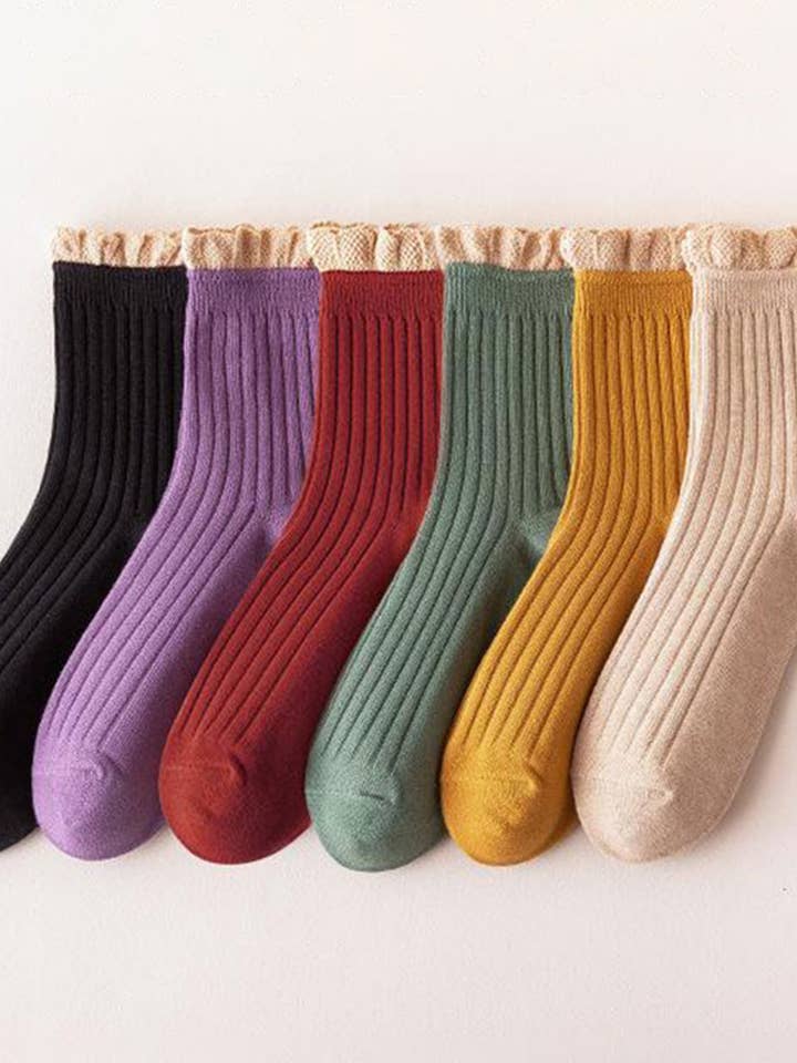 CUTE RUFFLE EDGE LACE MID-CREW SOCKS FOR WOMEN'S_CWMS0141 and other Purchase Wholesale memoi. Free Returns & Net 60 Terms on Faire trending on Faire.