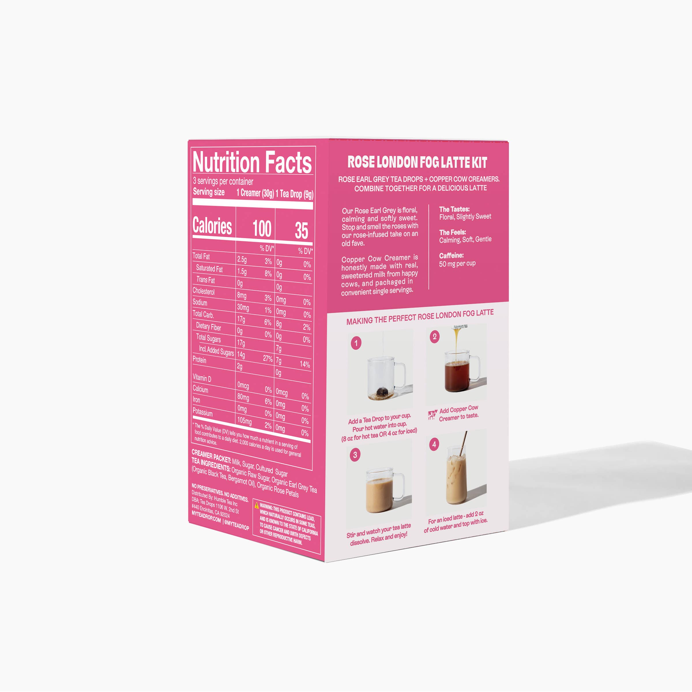 Tea Drops - Wholesale DIY Drink Kit - Rose London Fog Latte Kit - 3ct (Case of 6)4