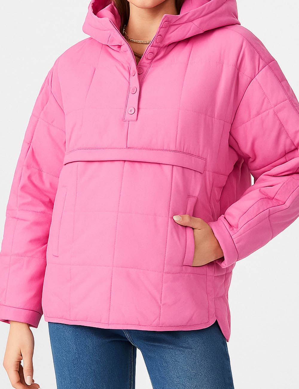Sweetkama – wholesale Puffer jacket – Women’s – Ladies Button Pullover Hooded Padded Puff Jacket SKT475535